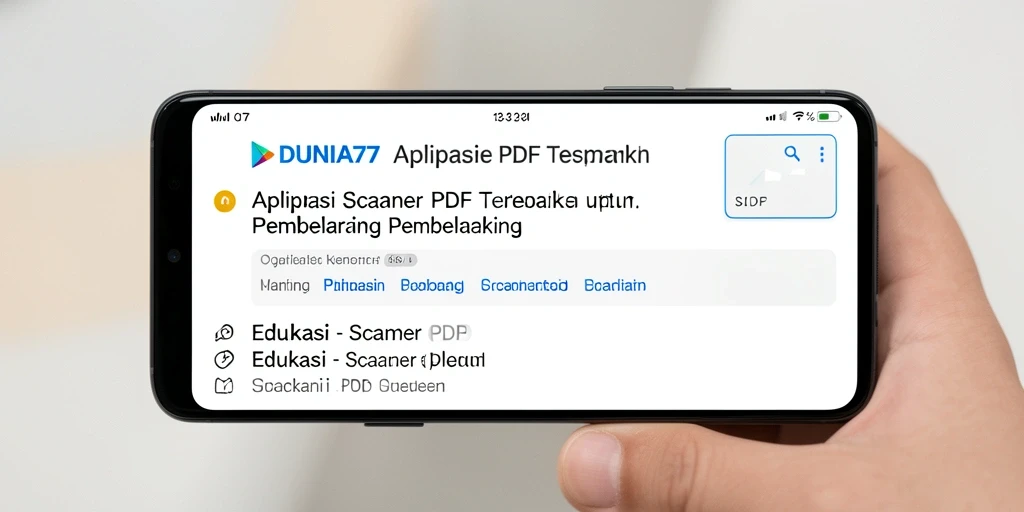 Tampilan antarmuka aplikasi DUNIA77 untuk pemindaian PDF