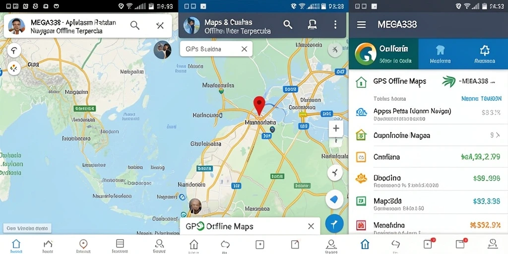 Tampilan antarmuka aplikasi MEGA338 untuk navigasi offline.