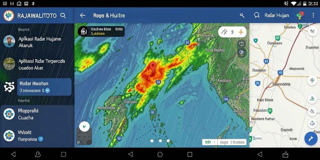 Tampilan antarmuka aplikasi Radar Hujan yang informatif dan responsif.