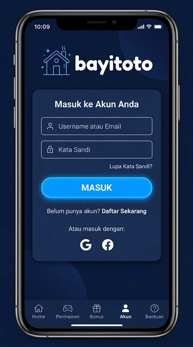 Tampilan halaman login bayitoto