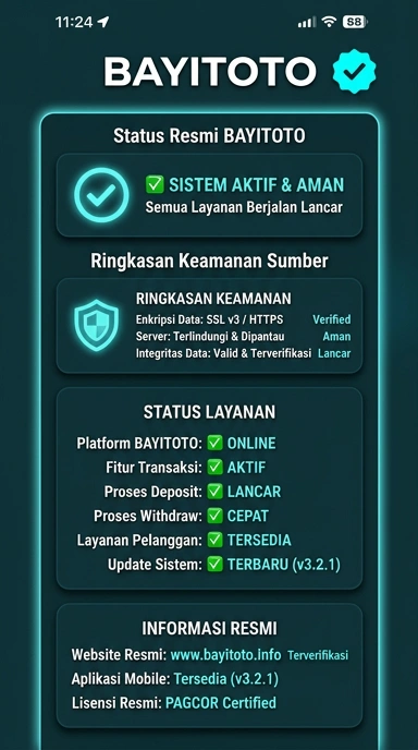 Tampilan kanal resmi bayitoto